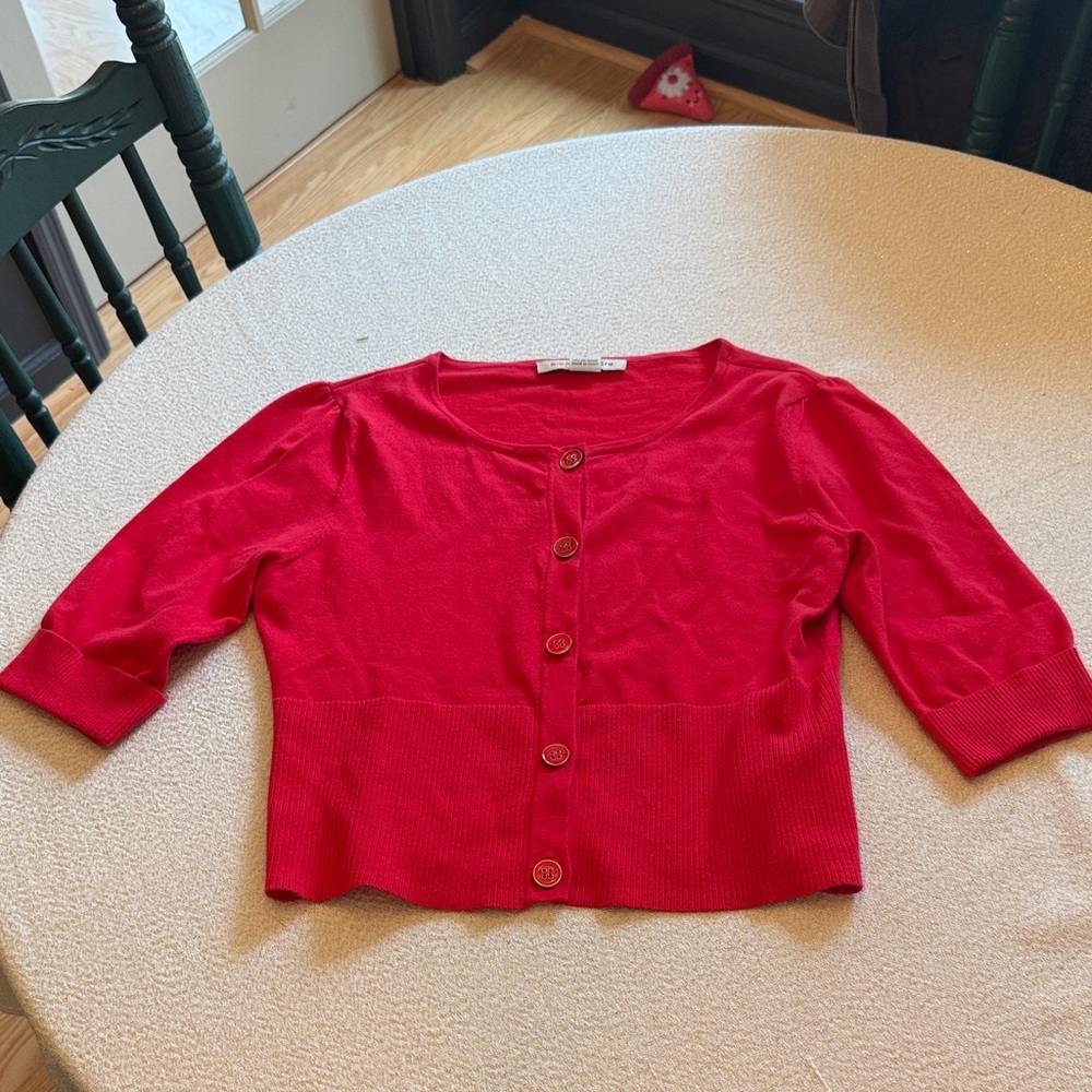 Red Button-Up Cardigan